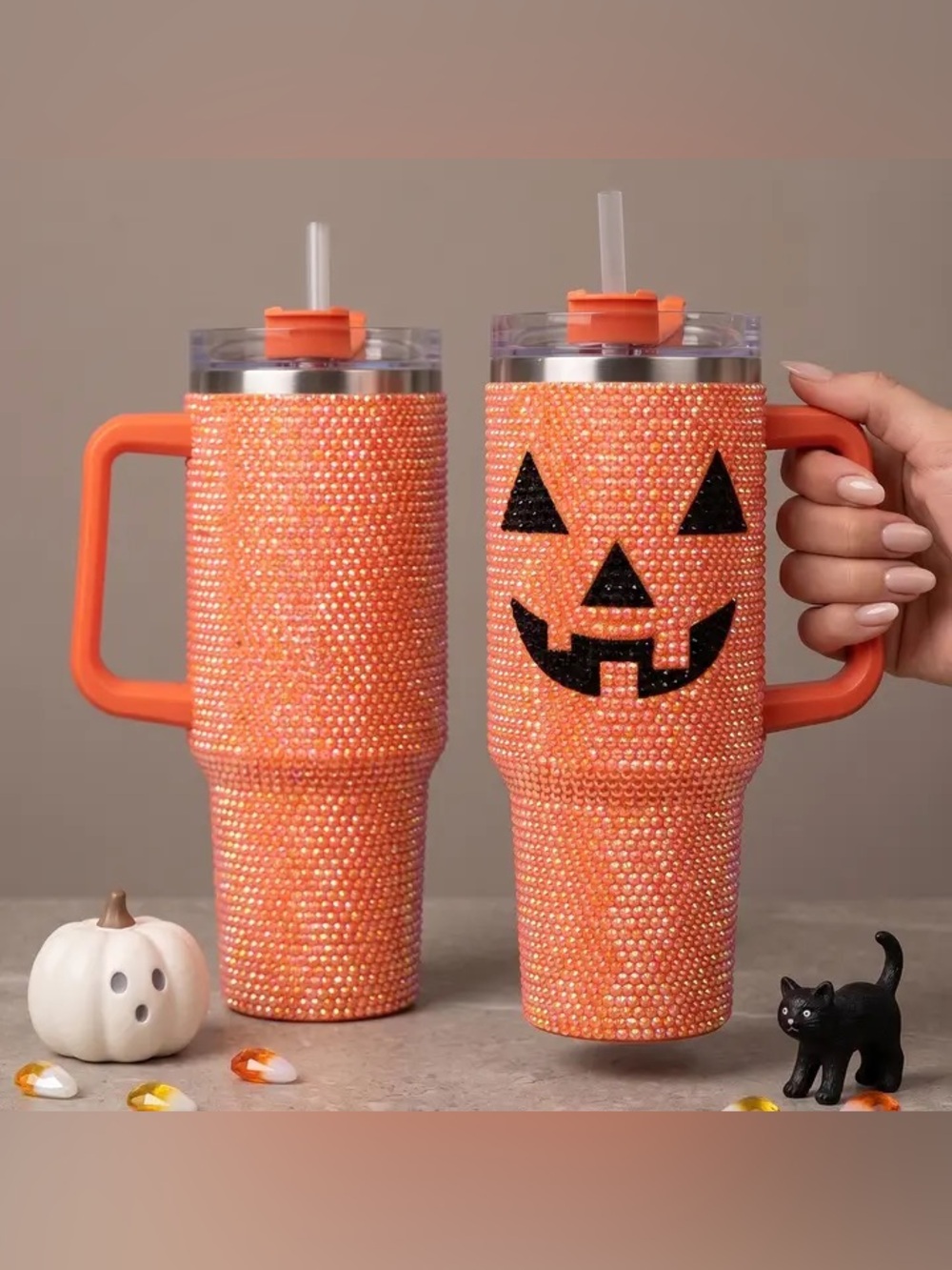 Brand new 40 oz bling Halloween Jack-O'-Lantern pumpkin 🎃 Tumbler
